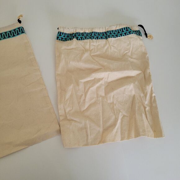 Tory Burch Medium Dust Bags 12X 15 Inch Sleeper Drawstring Beige Pouch Lot Set 2 - Picture 2 of 6
